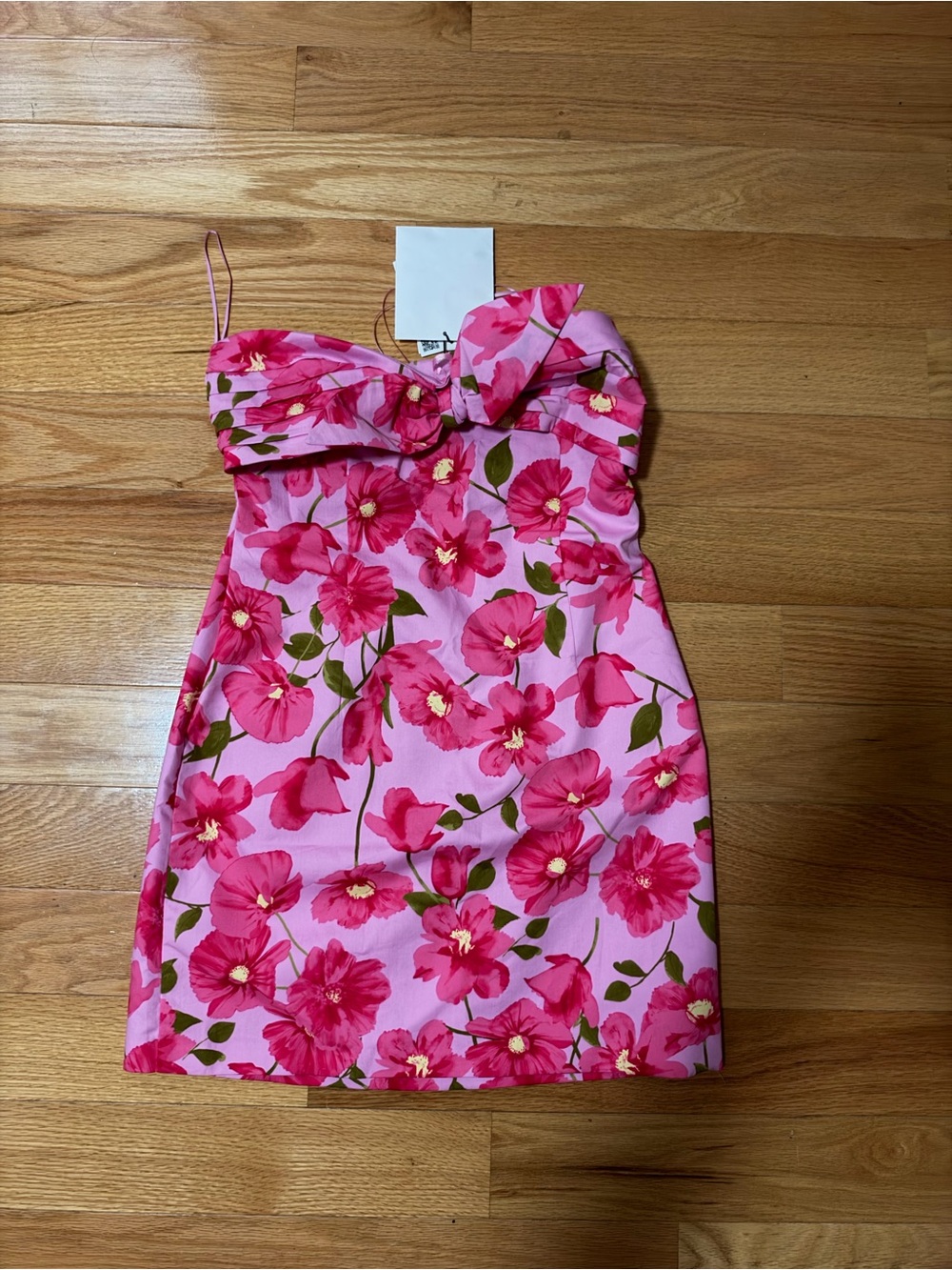 Mango Pink Floral Mini Dress with Bow Detail